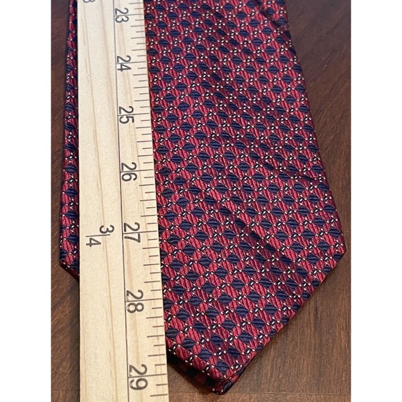 Equestrian Firemne Red Blue 100% Silk Men’s Neck Tie Made In Italy - Picture 5 of 9